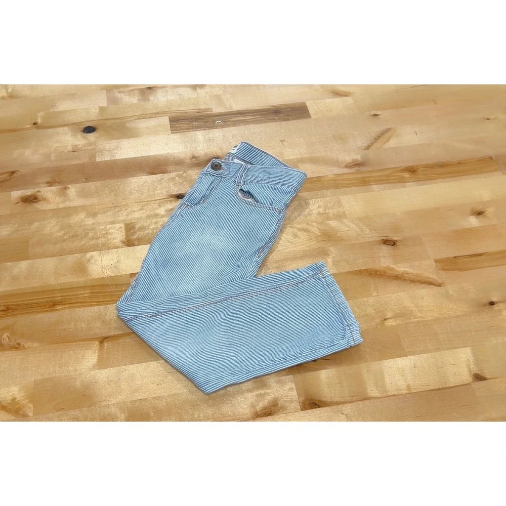 OshKosh Bgosh Hickory Stripe Jeans Kids 5T Blue White Excellent Railroad Pants
